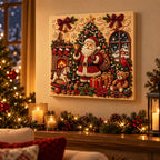 Cozy Christmas Santa Scene Pearl Diamond Painting Kit room image