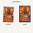 Cozy Fall Porch Corgi — No Frame and Framed style comparison