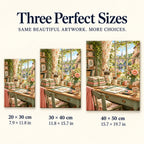 Sunlit Floral Craft Room — size comparison for 20 × 30, 30 × 40 and 40 × 50 cm