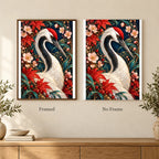 Framed and no-frame options for the Crane Maple Blossom Frame diamond painting