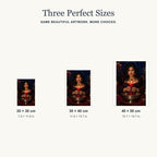 Three size options for the Crimson Candle Seer diamond painting kit.