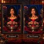 Framed and no-frame Crimson Candle Seer designs shown side by side.