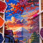 Diamond painting process for Crimson Canopy At Dusk Diamond Painting Kit