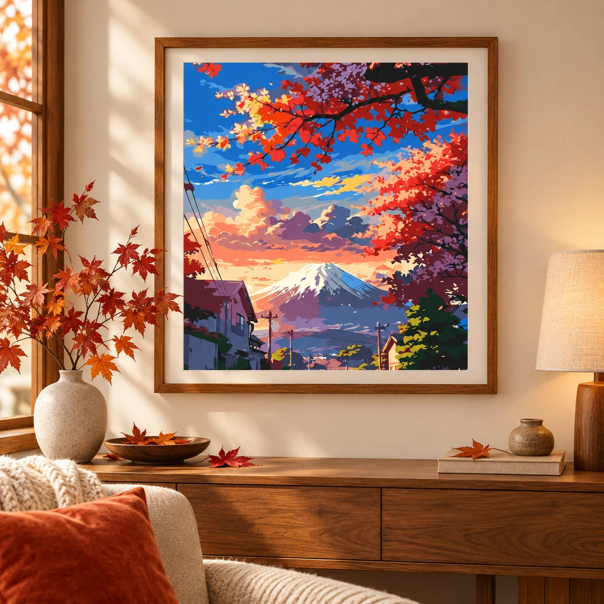 Home decor scene for Crimson Canopy At Dusk Diamond Painting Kit