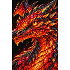 Crimson Flame Mosaic Dragon finished diamond painting on white background