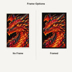 Crimson Flame Mosaic Dragon No Frame and Framed style comparison