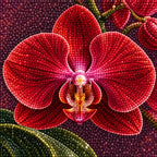 Deep red orchids against a dark velvet background: close-up of diamond drills