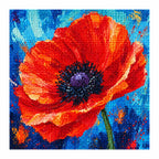 White-background finished diamond painting of Crimson Bloom Unfurled