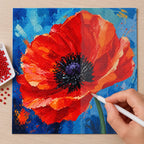 Diamond painting process for Crimson Bloom Unfurled