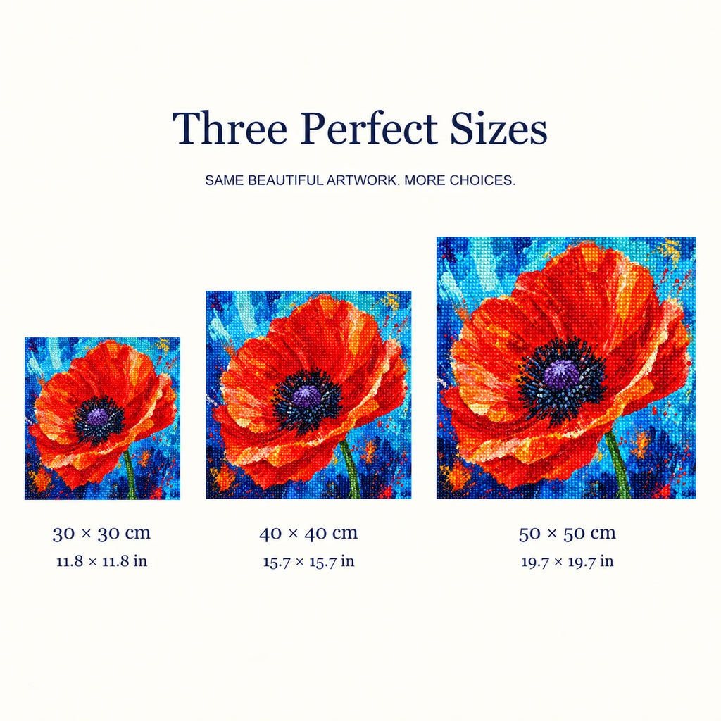 Three canvas sizes for Crimson Bloom Unfurled