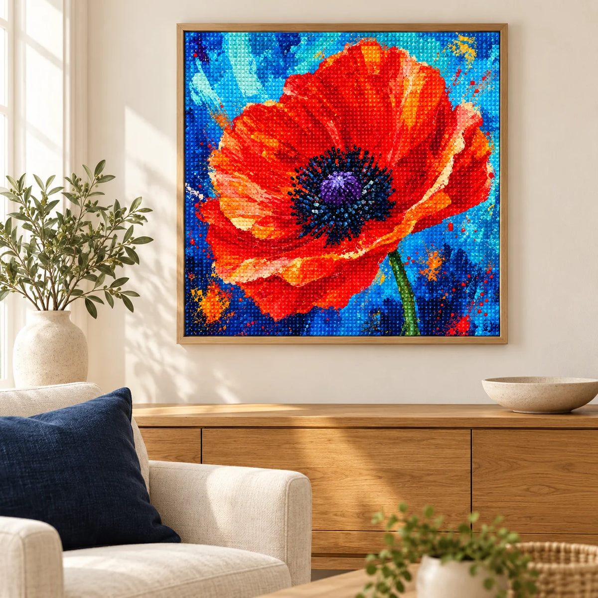Home decor scene featuring Crimson Bloom Unfurled