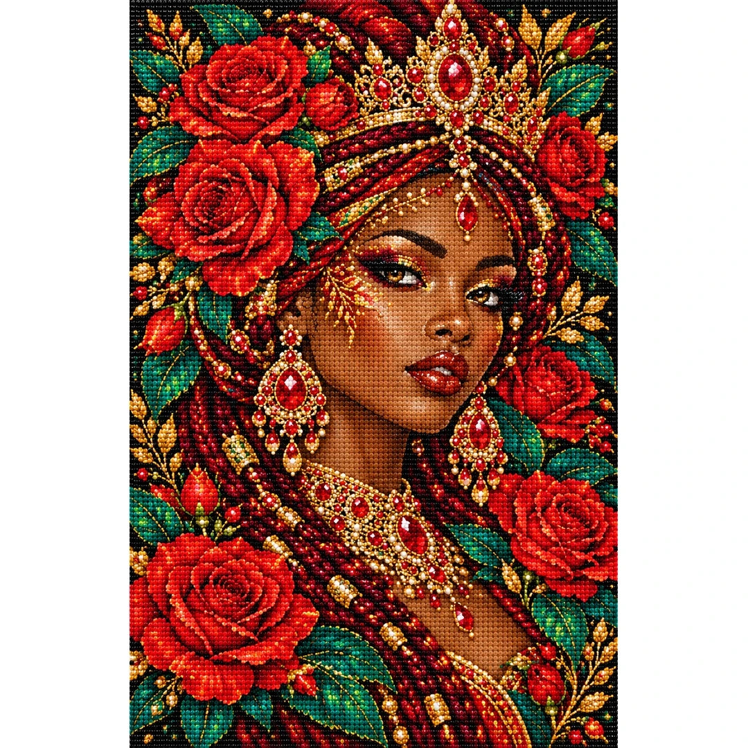 Crimson Rose Queen original artwork on white background
