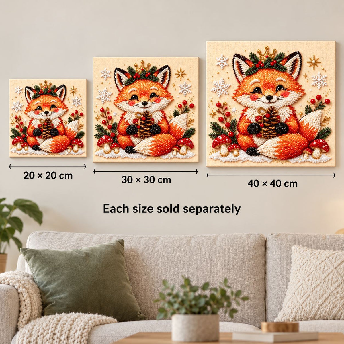 Crowned Christmas Fox Woodland — size image