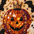 Crowned Pumpkin and Ghosts Pearl Diamond Painting Kit detail image