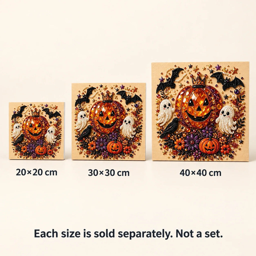 Crowned Pumpkin and Ghosts Pearl Diamond Painting Kit size image