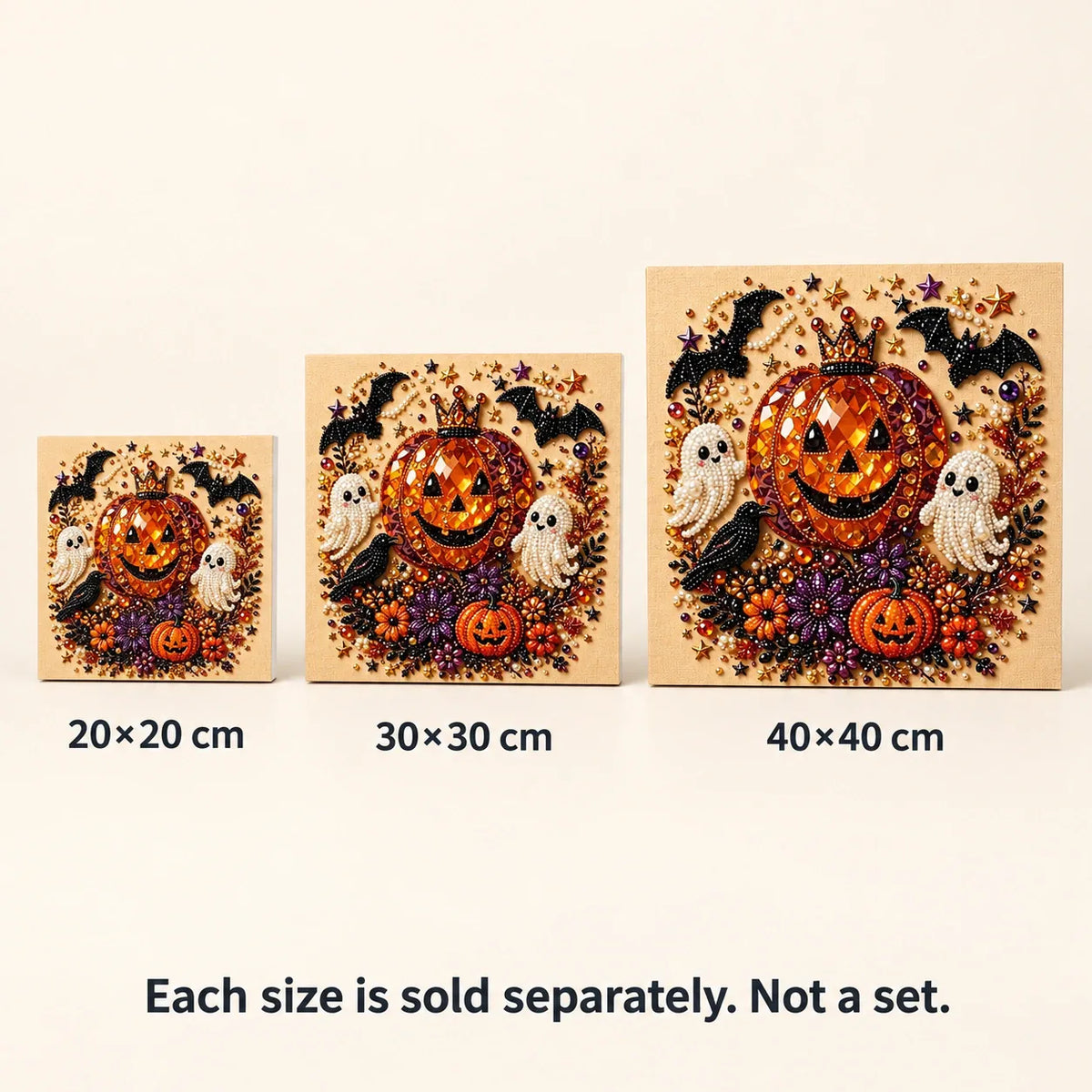 Crowned Pumpkin and Ghosts Pearl Diamond Painting Kit size image