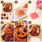 Crowned Pumpkin and Ghosts Pearl Diamond Painting Kit tutorial image