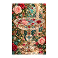 Original white-background artwork of Crystal Birdbath and Roses