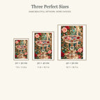 Crystal Birdbath and Roses diamond painting in 20 by 30, 30 by 40, and 40 by 50 centimeter sizes