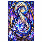 Crystal Dragon Amethyst Diamond Painting Kit — finished diamond painting on white background