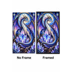 Crystal Dragon Amethyst Diamond Painting Kit — No Frame and Framed style comparison