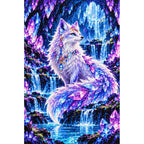 Crystal Fox Enchanted Cave finished diamond painting on white