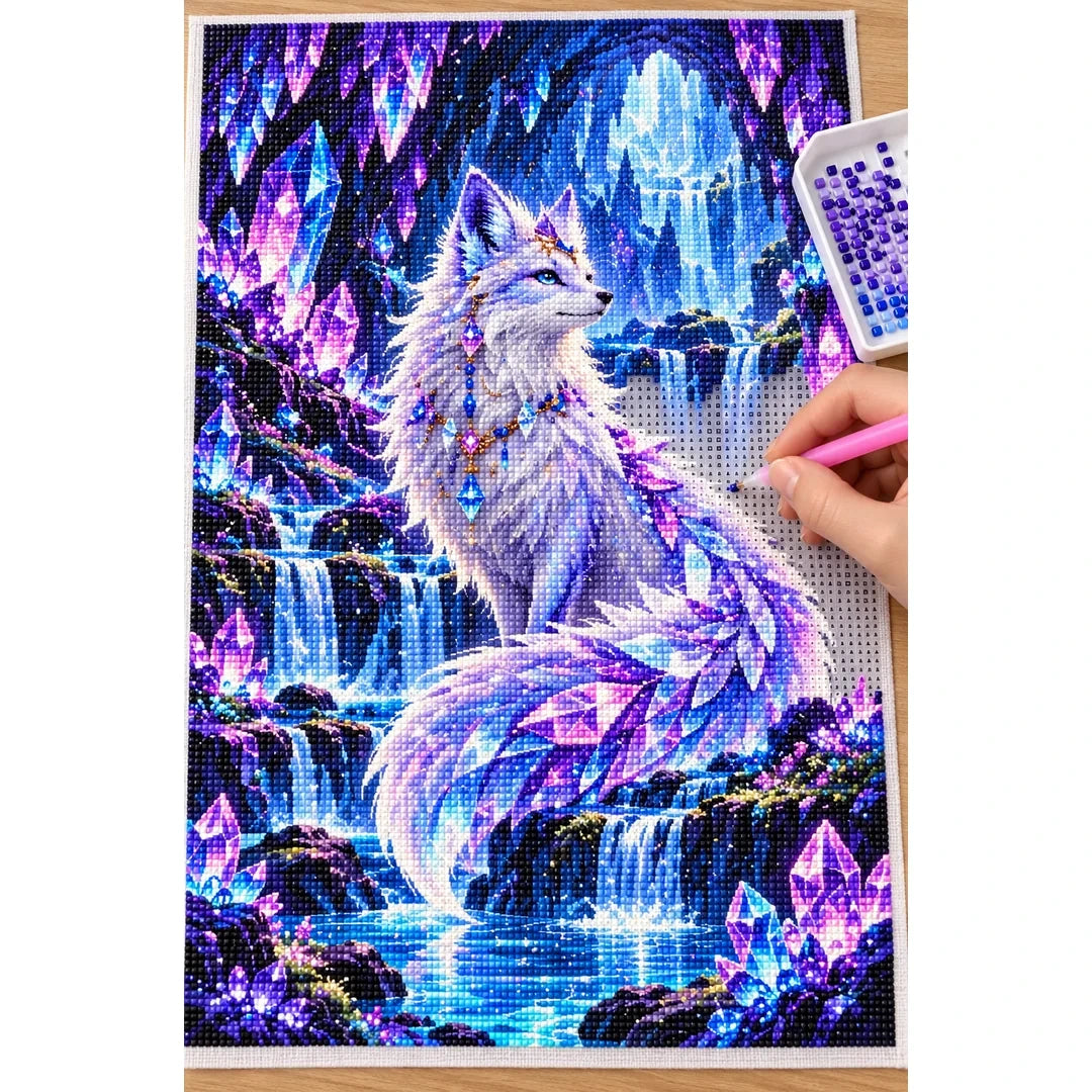 Crystal Fox Enchanted Cave diamond painting process
