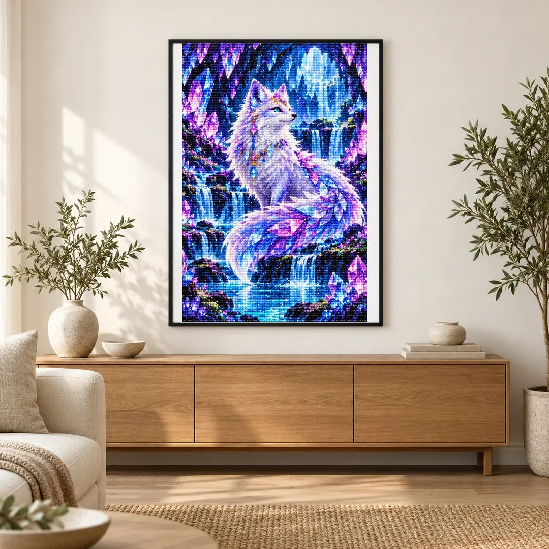 Crystal Fox Enchanted Cave finished artwork in home décor