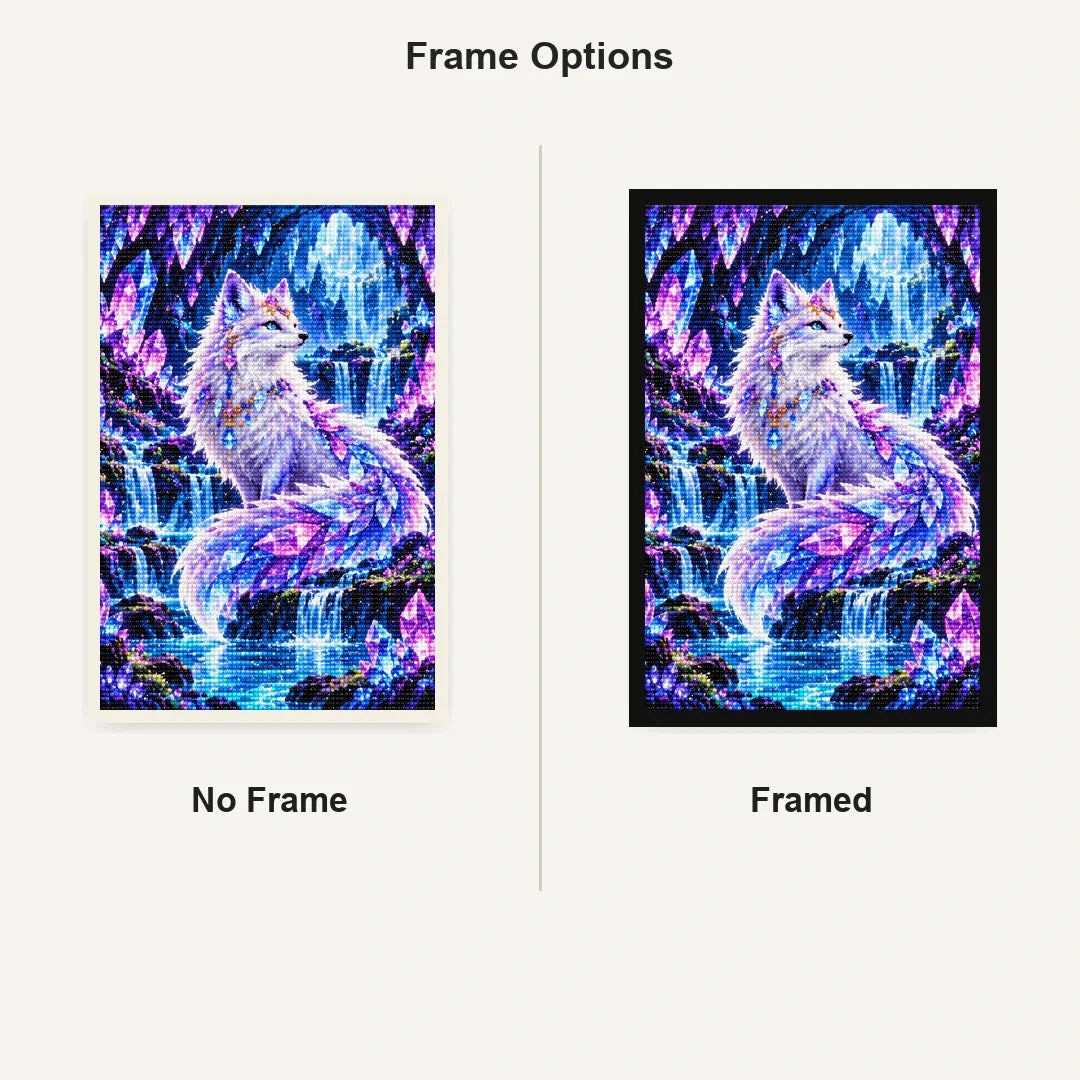 Crystal Fox Enchanted Cave No Frame and Framed comparison