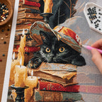 Diamond painting process for Curious Cat In Candlelight Diamond Painting Kit