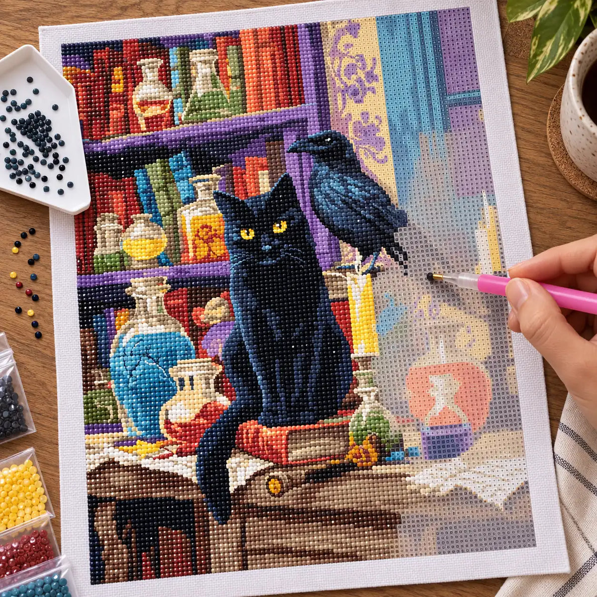 Diamond painting process for Curious Companions Diamond Painting Kit