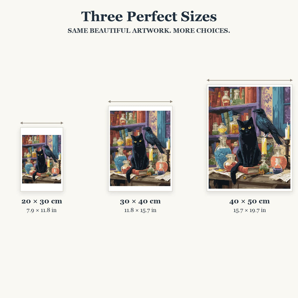 Size guide for Curious Companions Diamond Painting Kit
