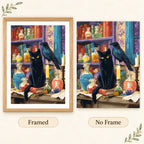 Framed and no-frame comparison for Curious Companions Diamond Painting Kit