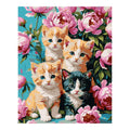 Original artwork for Curious Kittens In Bloom Diamond Painting Kit