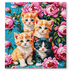 Finished diamond painting for Curious Kittens In Bloom Diamond Painting Kit