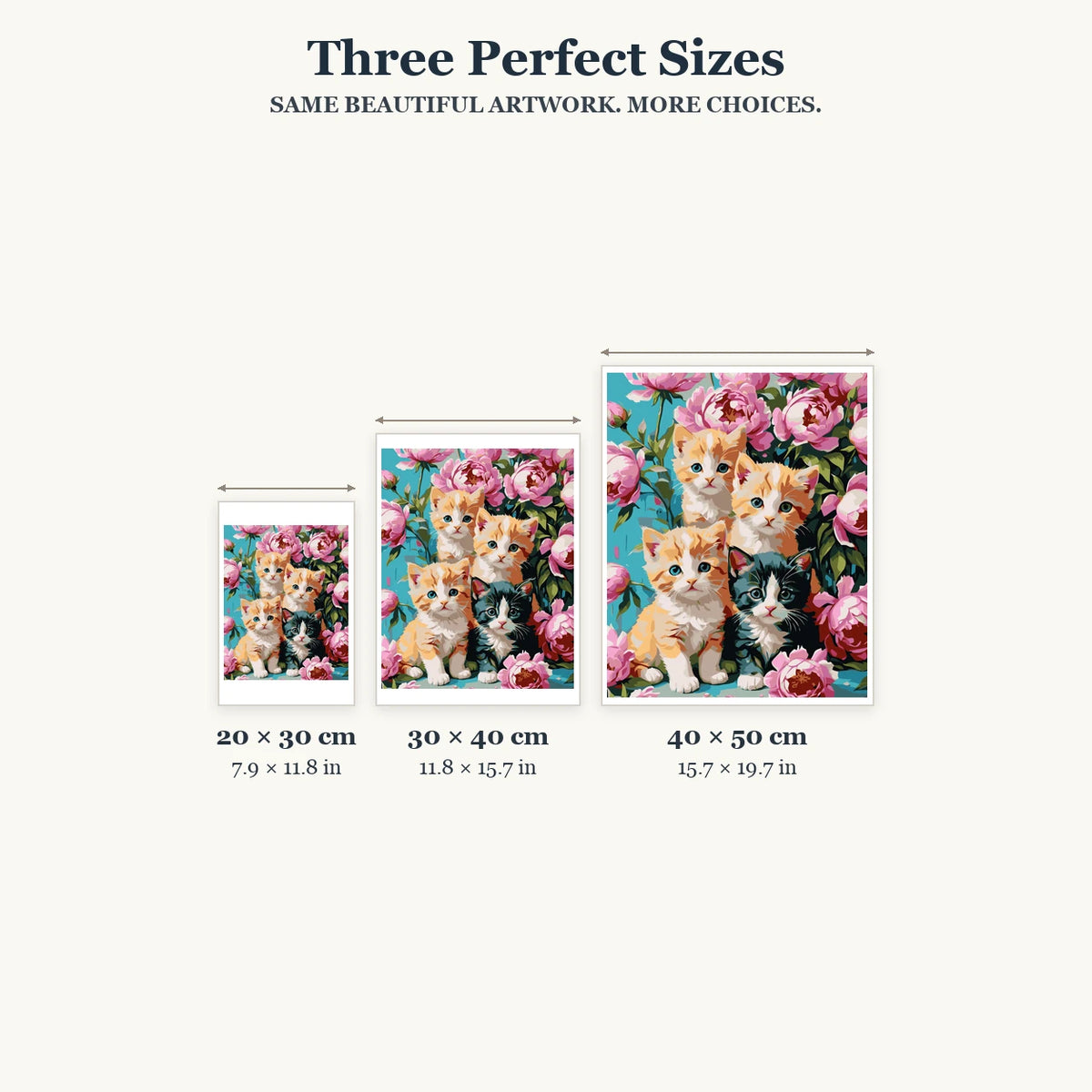 Size guide for Curious Kittens In Bloom Diamond Painting Kit