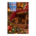 White-background original artwork of dachshund in a rocking chair