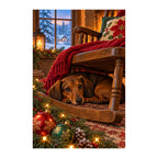 White-background original artwork of dachshund in a rocking chair