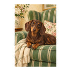 Original white-background artwork of Dachshund Striped Chair