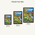 Daffodil Stream Spring Bridge — size comparison for 20 × 30, 30 × 40 and 40 × 50 cm