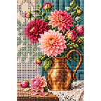 Dahlia Rose Copper Vase Diamond Painting Kit diamond and canvas detail