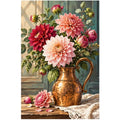 Dahlia Rose Copper Vase original artwork on white background