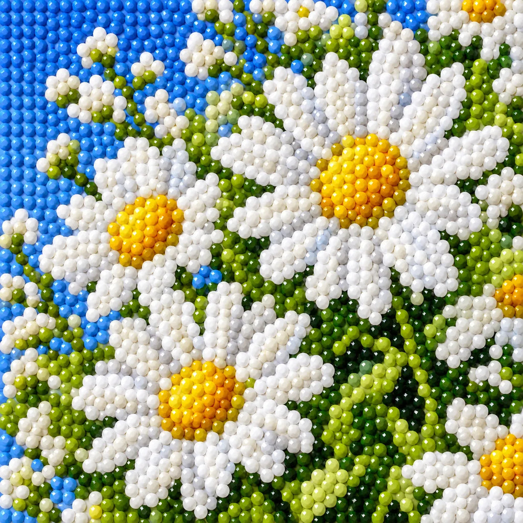 Close-up diamond drill detail of Sunny Daisy Cascade