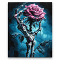 Dark Rose Hand paint by numbers artwork on a front-facing canvas against a white background