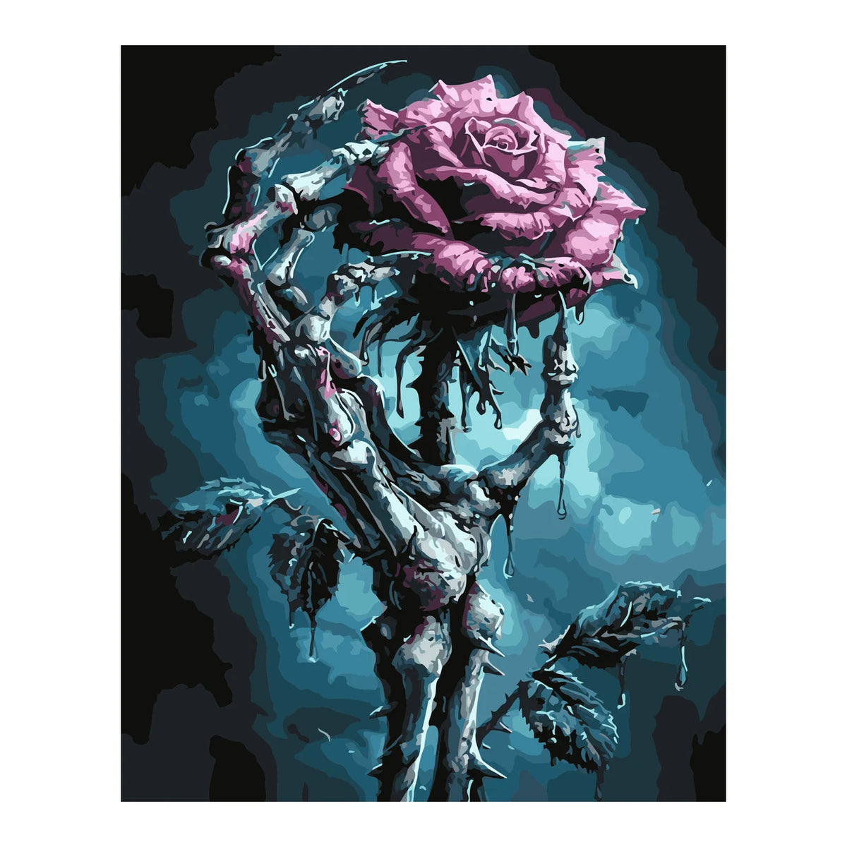 Dark Rose Hand completed artwork on a clean white background