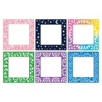 Six colorful release paper designs