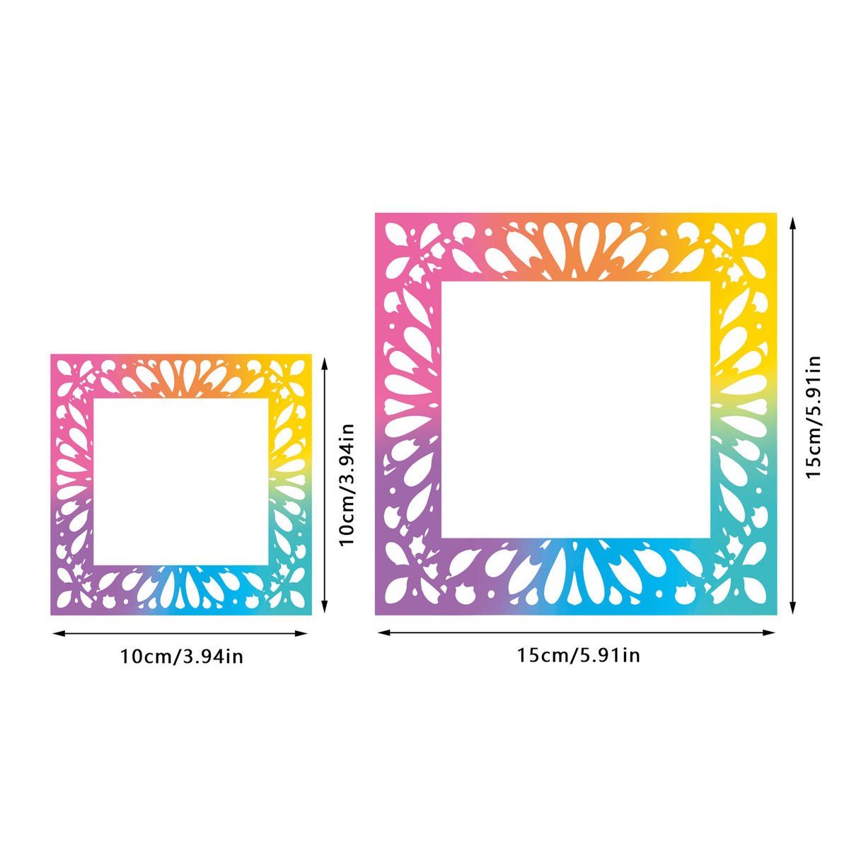10 x 10 cm and 15 x 15 cm release paper size comparison