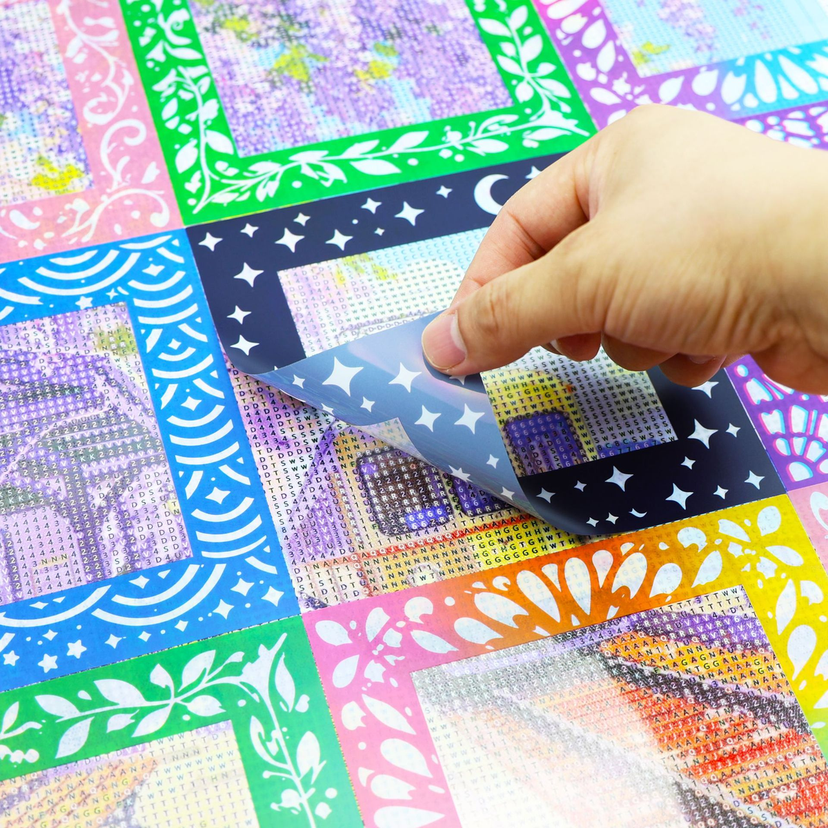 Reusable release paper peeling from diamond painting canvas