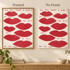 Framed and no-frame comparison for Do You Want a Kiss Diamond Painting Kit.