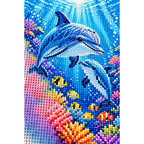 Dolphins Coral Reef Diamond Painting Kit diamond and canvas detail